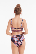 Sunseeker Joyful Florals Black Plus Cup Smocking Bikini Top