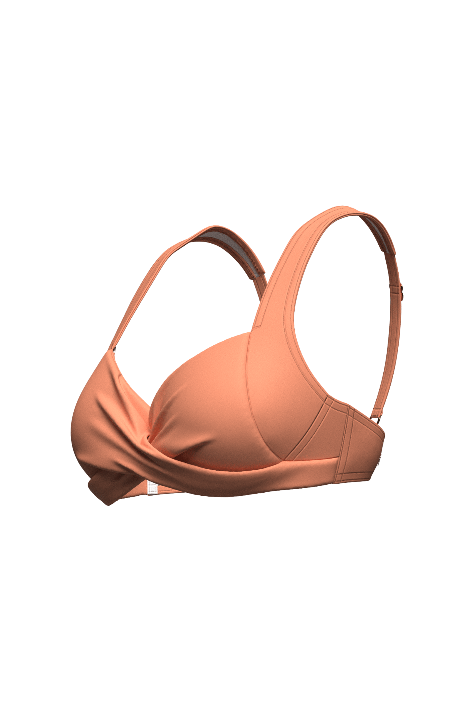 Sunseeker Core Solid Deep Peach Plus Cup Cross Front Bikini Top