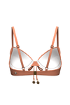 Core Solid Deep Peach Pintuck Tied Bikini Top