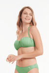 Riviera Seaweed Pleated Bandeau Bikini Top