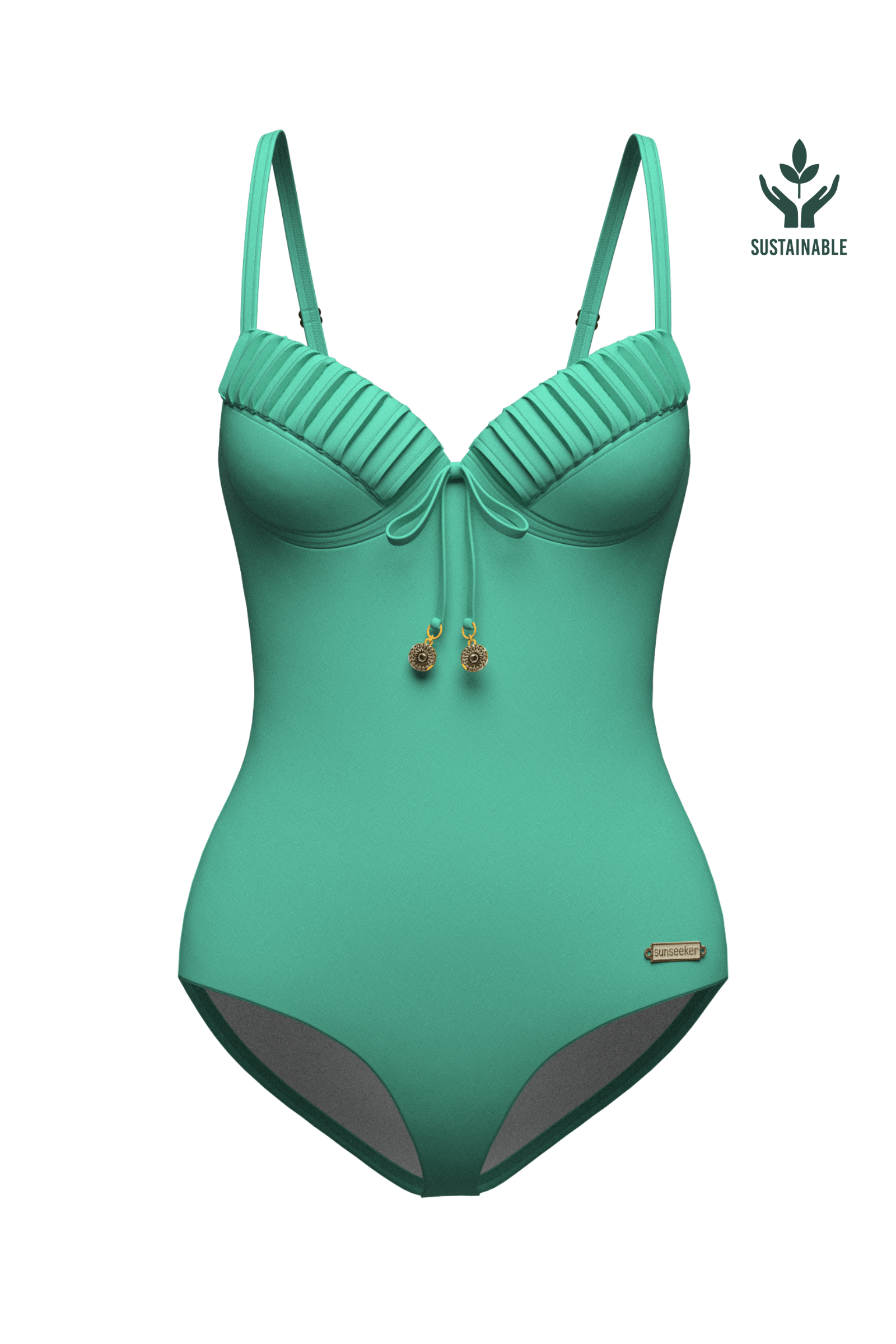 Sunseeker Core Solid Mint Green Pintuck Onepiece