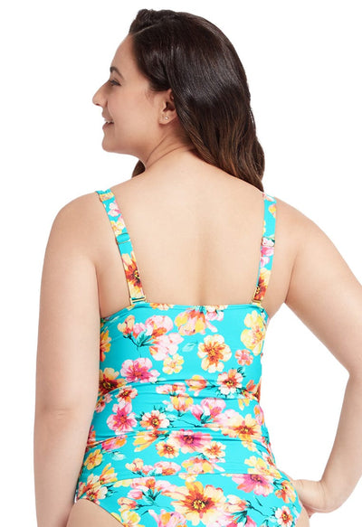 Vibrant Vacation Sky Blue Plus Cup Tankini Top