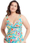 Vibrant Vacation Sky Blue Plus Cup Tankini Top