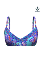 Sunseeker Joyful Florals Blue Smocking Bikini Top