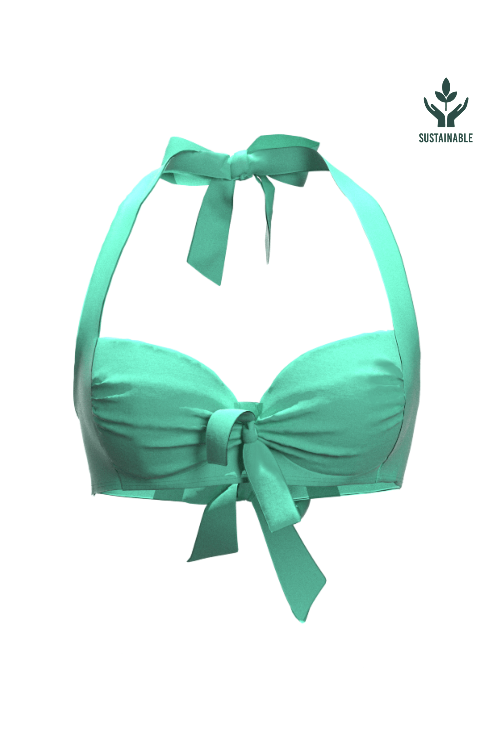 Core Solid Mint Green Tied Halter Bikini Top