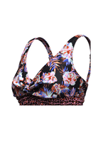 Sunseeker Joyful Florals Black Plus Cup Smocking Bikini Top