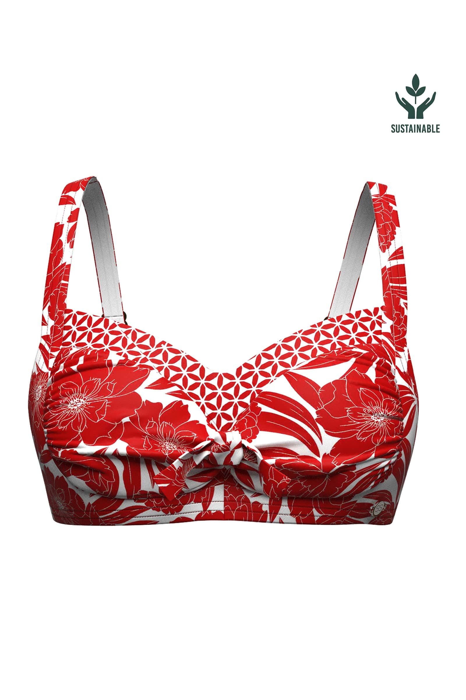 Sunseeker Bold Bloom Plus Cup Tie Front Bikini Top