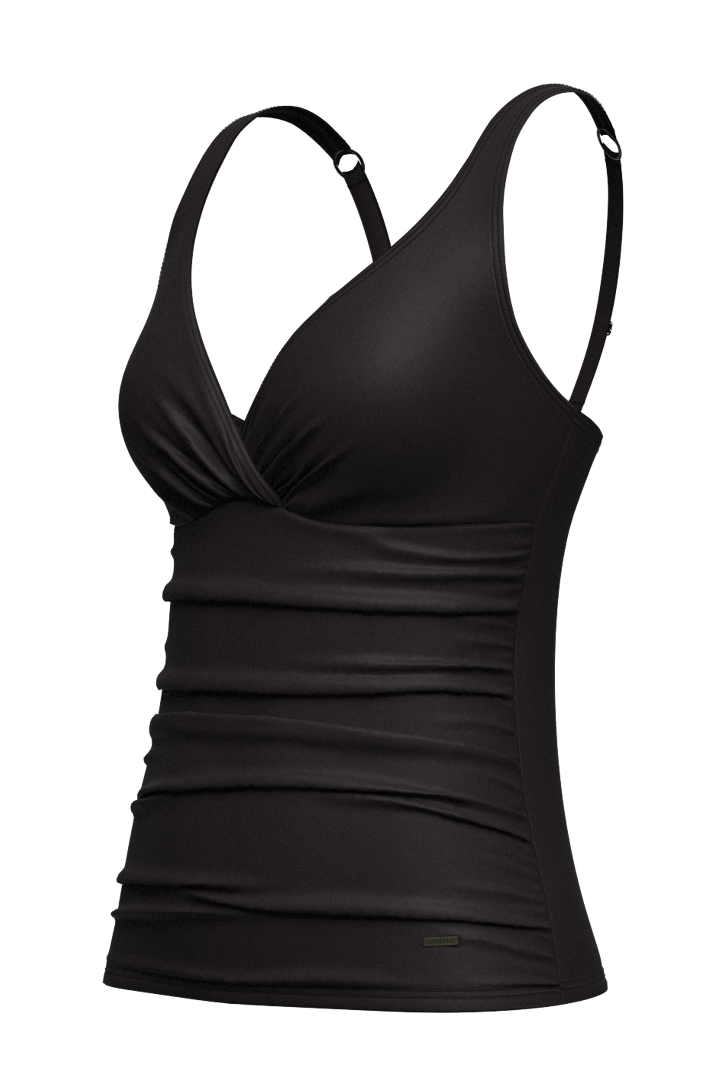 Sunseeker Core Solid Black Plus Cup Cross Front Tankini