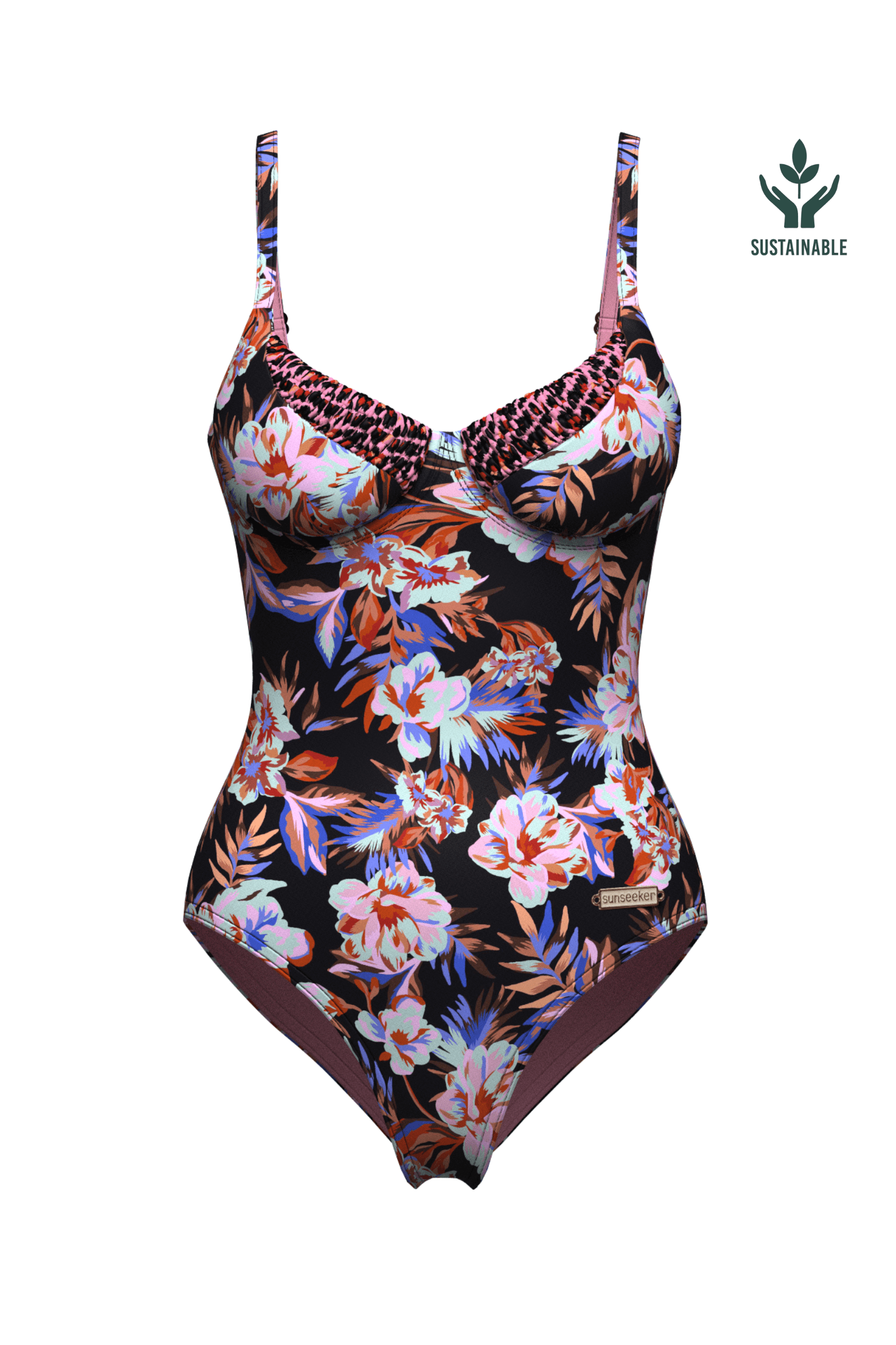 Sunseeker Joyful Florals Black Underwire Onepiece