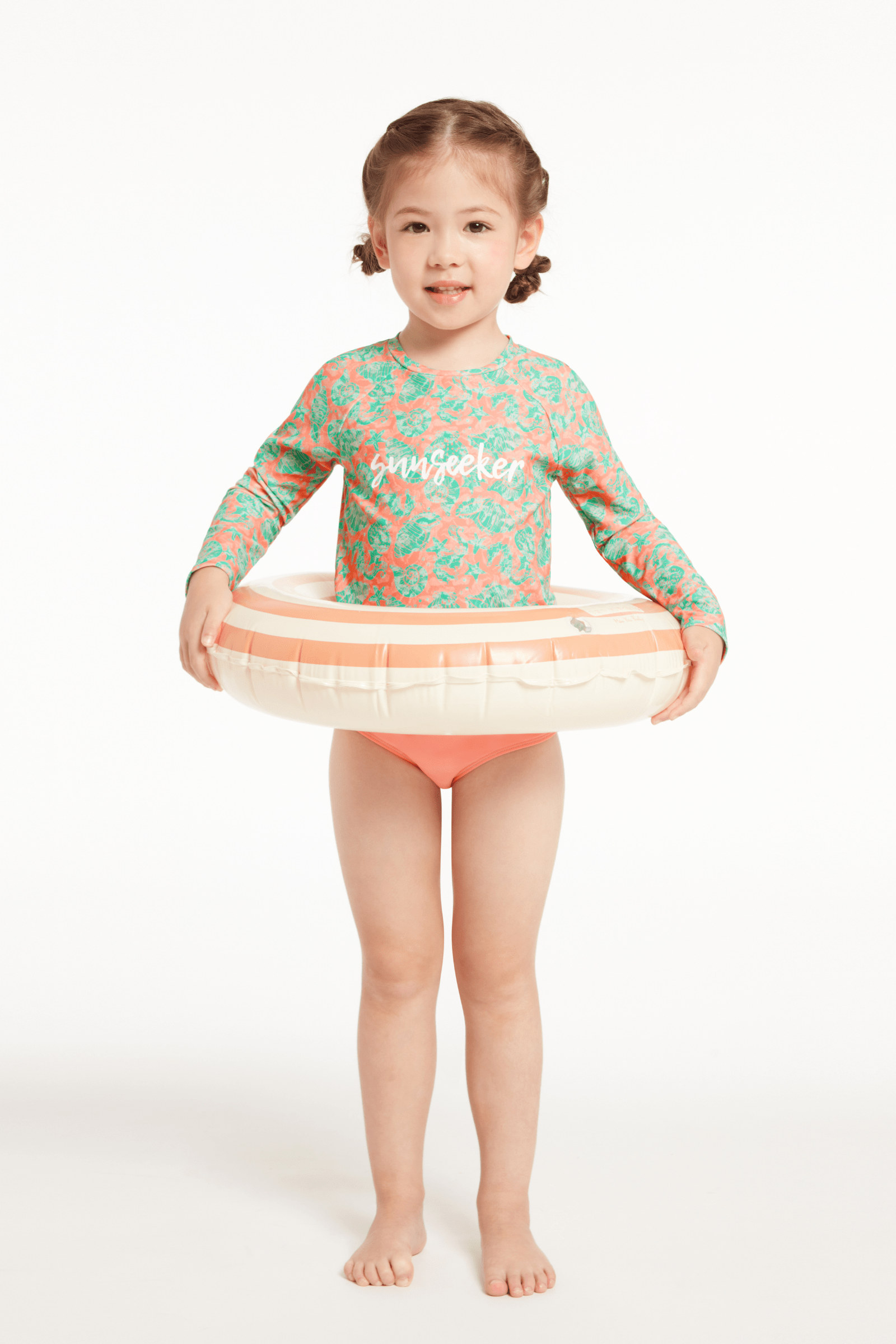 Sunseeker Honey Seashell Coral Long Sleeves Rash Guard Set