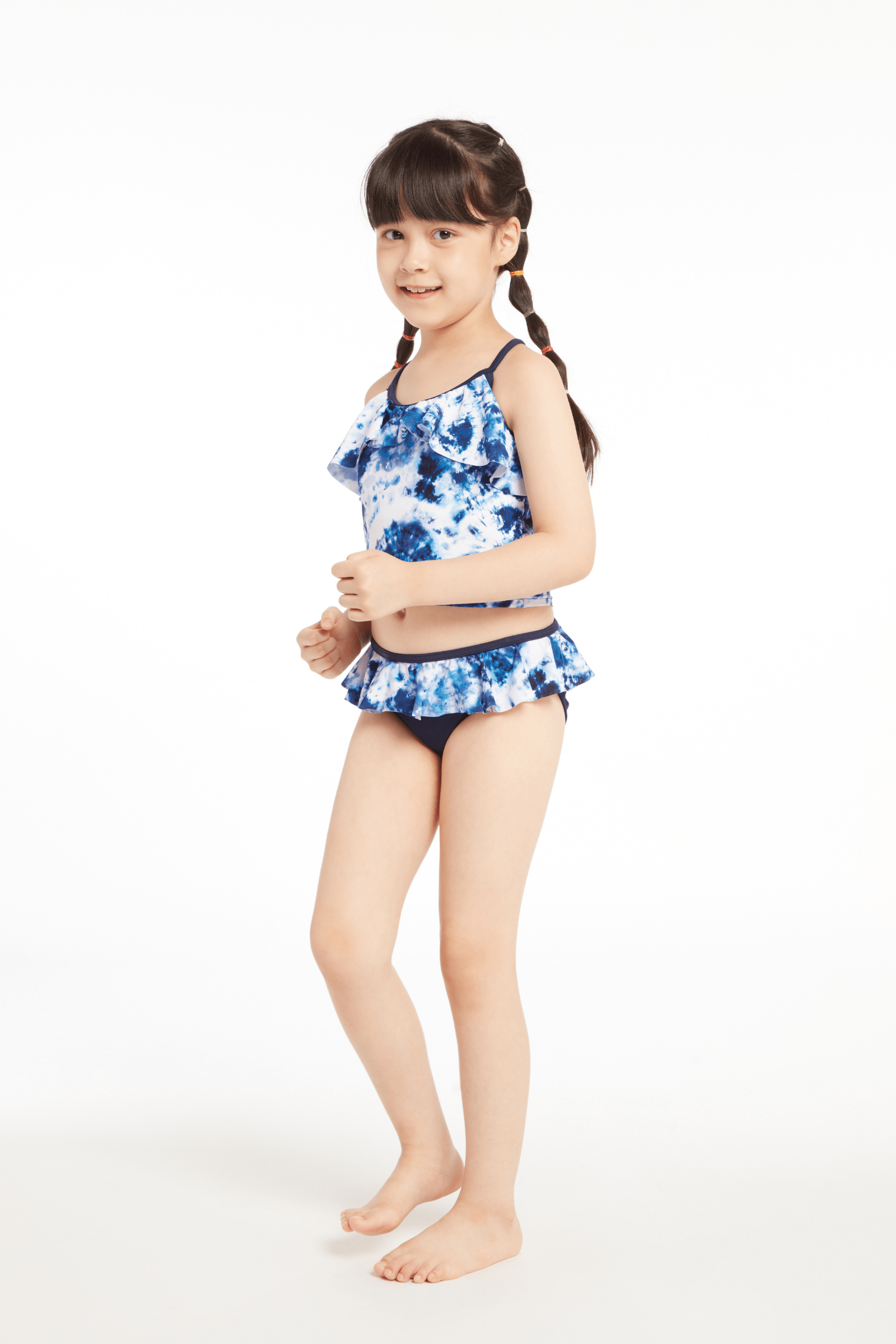 Sunseeker Tie Dye Navy Ruffles Tankini Set