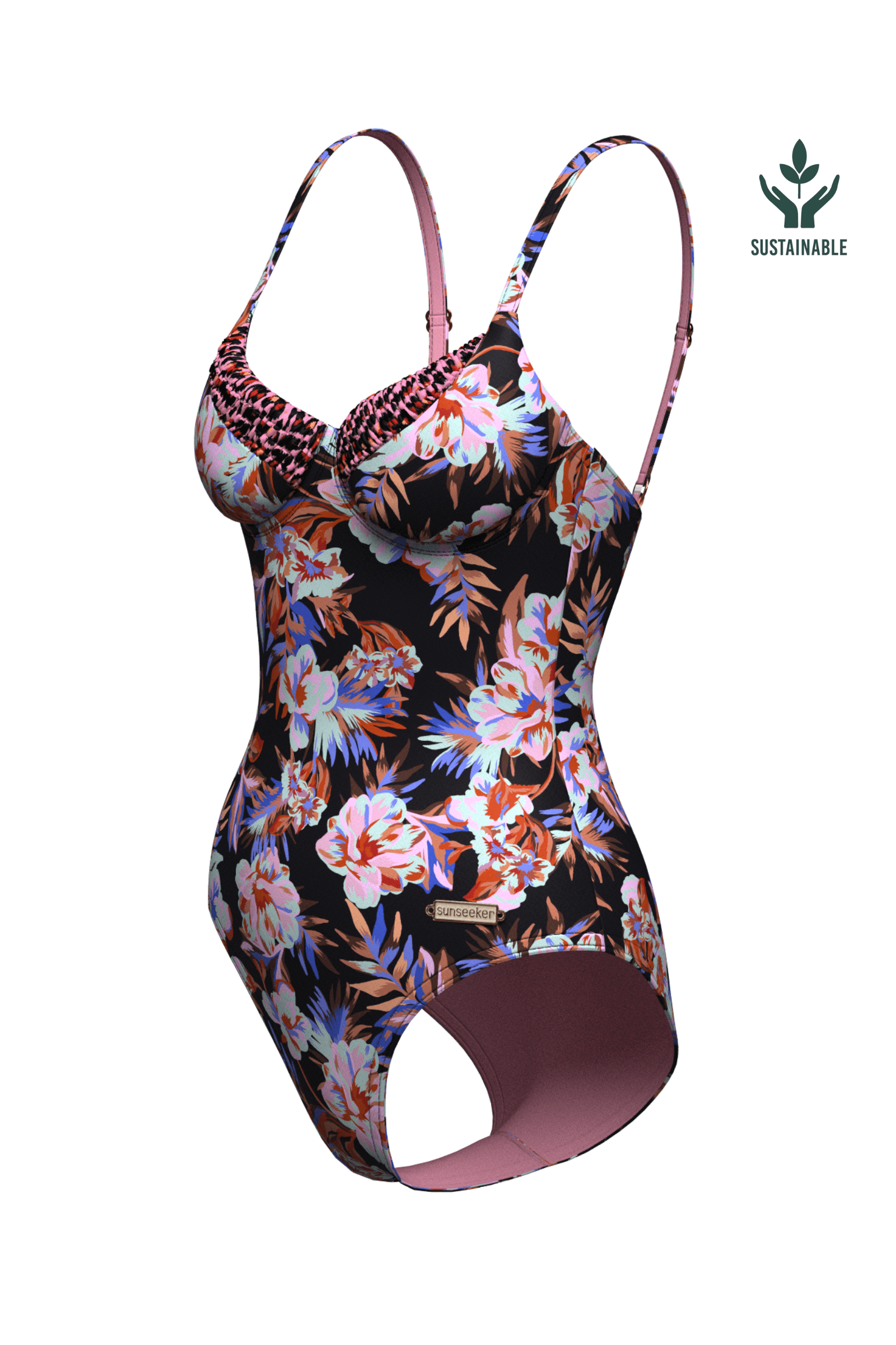 Sunseeker Joyful Florals Black Underwire Onepiece