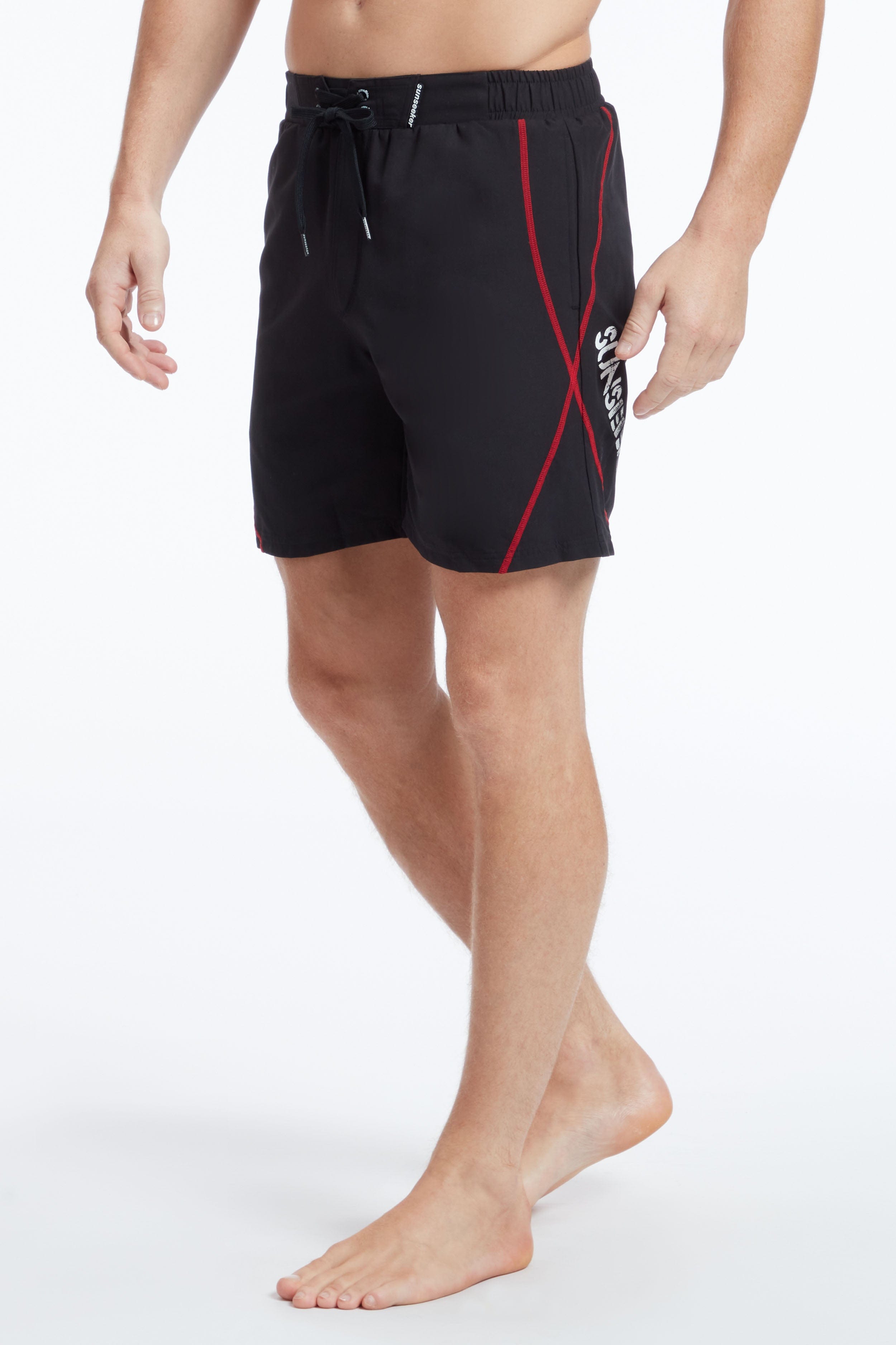 Sunseeker Men black drawstring boardshorts