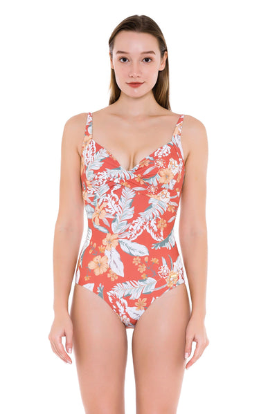 Onepiece Sunkissed Tropics Rust Cross Front One Piece - Sunseeker