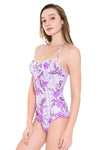 Onepiece South Pacific Hibiscus Purple Underwire One piece - Sunseeker