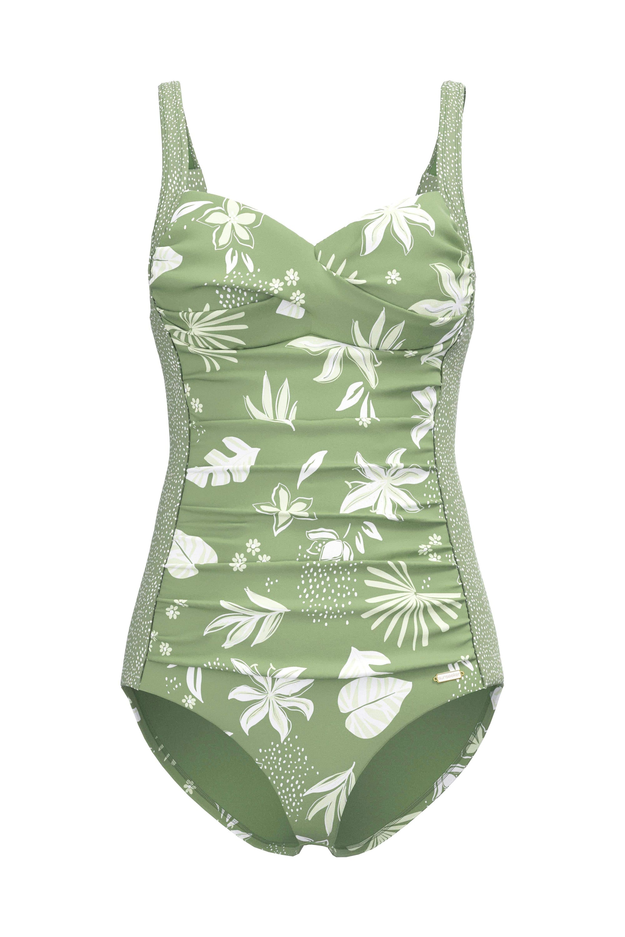 Plus Cup Onepiece South Pacific Palm Moss Plus Cup Twist Front One Piece - Sunseeker