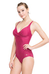 Onepiece Core Solid Sangria Cross Front One Piece - Sunseeker