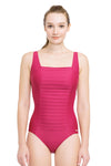 Plus Cup Onepiece Core Solid Sangria Plus Cup Square Neck One Piece - Sunseeker
