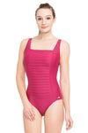 Plus Cup Onepiece Core Solid Sangria Plus Cup Square Neck One Piece - Sunseeker