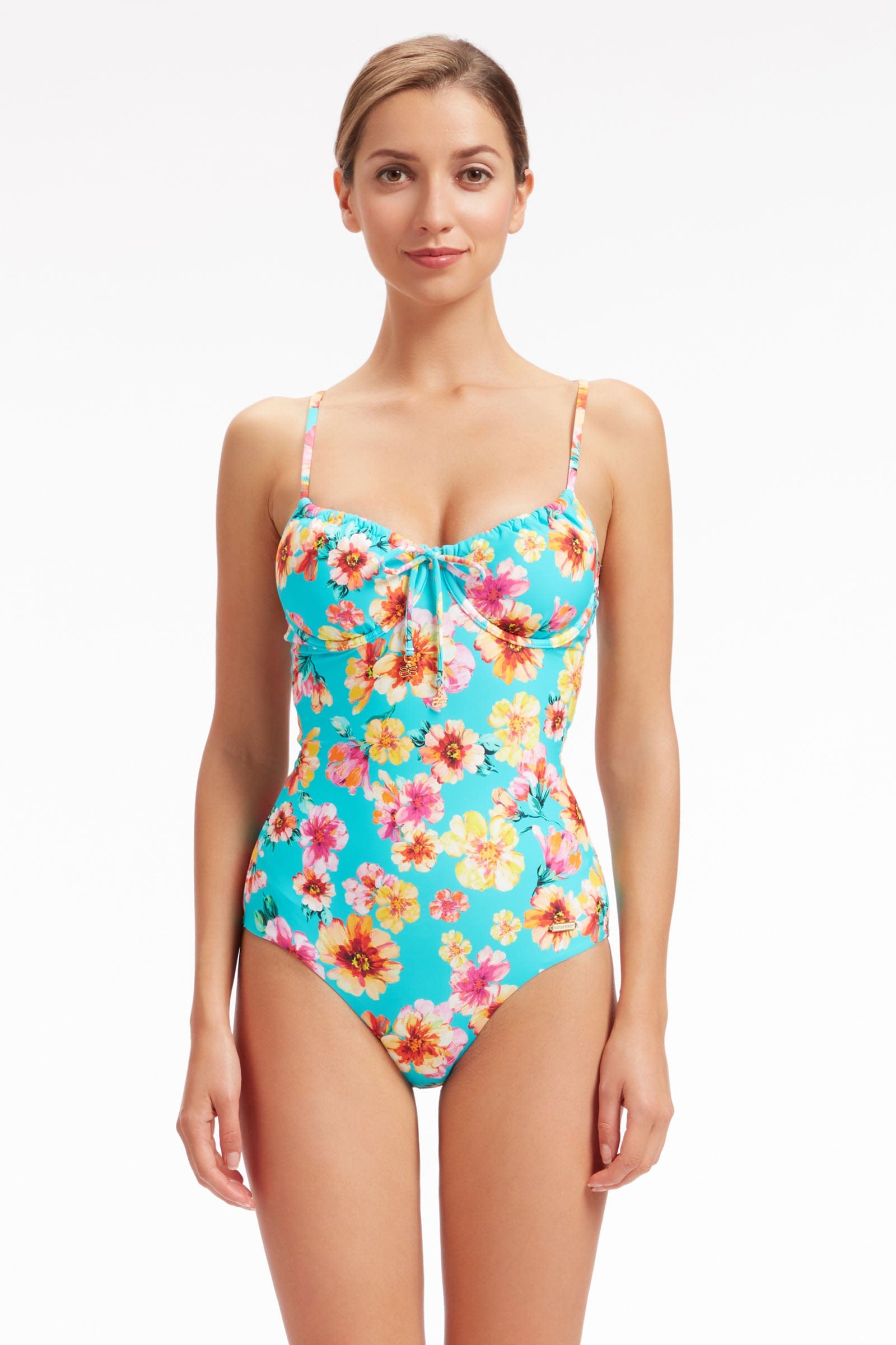 Vibrant Vacation Sky Blue Underwire One piece