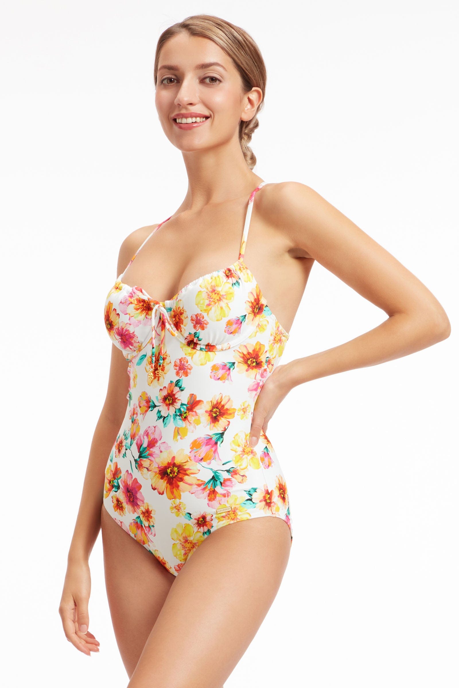 Swimsuits for All Women's Plus Size Ruched Underwire One Piece Swimsuit -  10, Bold Floral