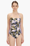 Onepiece Elevated Tropics Sailor Blue Ruched Underwire One piece - Sunseeker