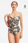 Plus Cup Onepiece Elevated Tropics Sailor Blue Plus Cup Twist Front One Piece - Sunseeker
