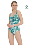 Plus Cup Onepiece Elevated Tropics Tropical Green Plus Cup Twist Front One Piece - Sunseeker