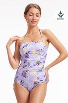 Sunseeker Elevated Animal Persian Violet Ruched Underwire One piece