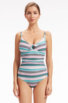 Sunseeker Baydere Stripe Pink Plus Cup One Piece