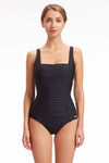 Plus Cup Onepiece Core Solid Black Plus Cup Square Neck One Piece - Sunseeker