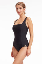 Sunseeker Core Solid Black Plus Cup Square Neck One Piece