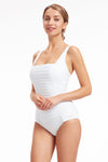Plus Cup Onepiece Core Solid Off White Plus Cup Square Neck One Piece - Sunseeker