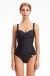 Plus Cup Onepiece Core Solid Black Plus Cup Twist Front One piece - Sunseeker