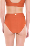 Bikini Bottoms Sunkissed Texture Rust High Waist Full Classic Pant - Sunseeker