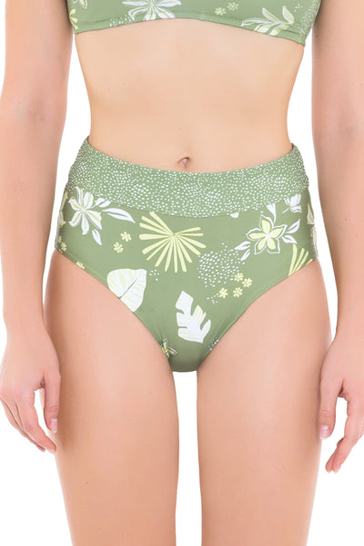 Bikini Bottoms South Pacific Palm Moss High Waisted Pant - Sunseeker
