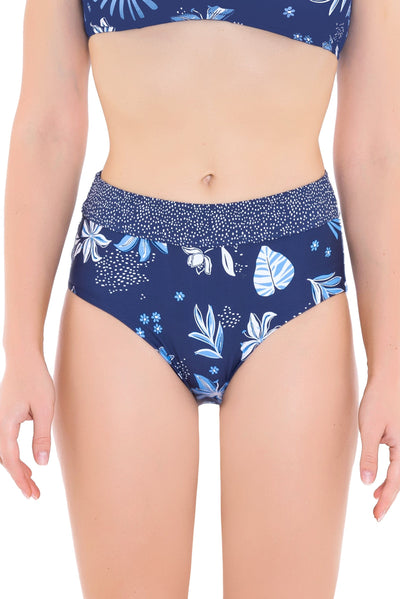 Bikini Bottoms South Pacific Palm Navy High Waisted Pant - Sunseeker