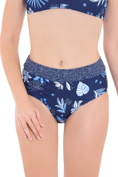 Bikini Bottoms South Pacific Palm Navy High Waisted Pant - Sunseeker