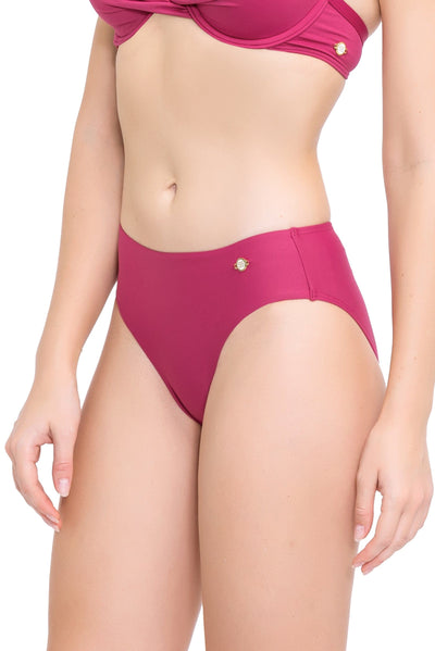 Bikini Bottoms Core Solid Sangria Wide Side Pant - Sunseeker