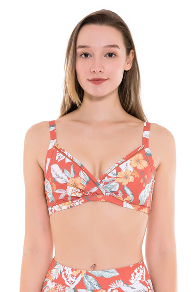Plus Cup Bikini Tops Sunkissed Tropics Rust Plus Cup Underwire Bikini Top - Sunseeker