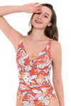 Plus Cup Bikini Tops Sunkissed Tropics Rust Plus Cup Tankini Top - Sunseeker