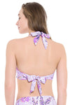Bikini Tops South Pacific Hibiscus Purple Halter Bikini Top - Sunseeker