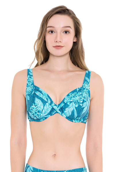 Plus Cup Bikini Tops South Pacific Hibiscus Ocean Plus Cup Underwire Bikini Top - Sunseeker