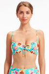 Bikini Tops Vibrant Vacation Sky Blue Ruched Underwire Bikini Top - Sunseeker