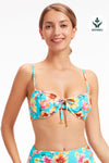 Bikini Tops Vibrant Vacation Sky Blue Ruched Underwire Bikini Top - Sunseeker