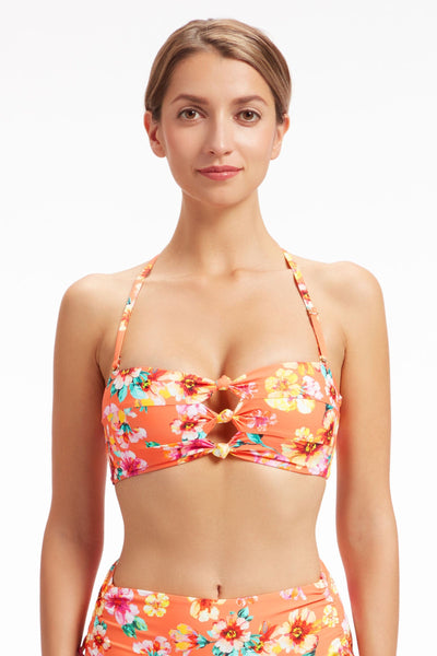 Bikini Tops Vibrant Vacation Spicy Orange Bandeau Top - Sunseeker