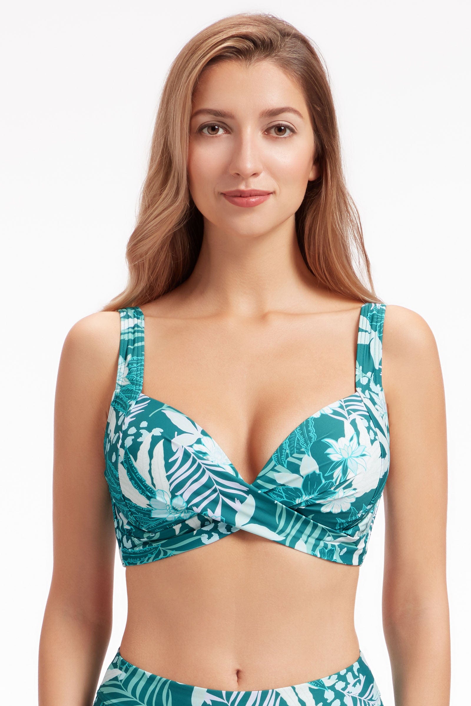 Sunseeker Elevated Tropics Tropical Green Plus Cup Underwire Bikini Top