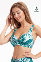 Sunseeker Elevated Tropics Tropical Green Plus Cup Underwire Bikini Top