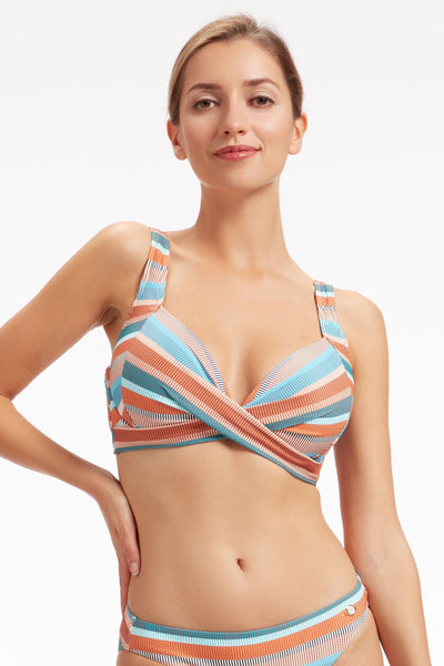 Plus Cup Bikini Tops Baydere Stripe Flamingo Plus Cup Underwire Bikini Top - Sunseeker