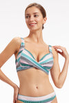 Plus Cup Bikini Tops Baydere Stripe Pink Plus Cup Underwire Bikini Top - Sunseeker